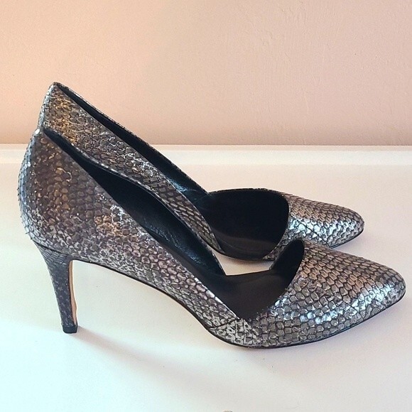 Rebecca Minkoff " Brie" D'orsay pumps, Charcoal snake print Size 10 - Picture 4 of 13